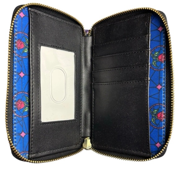 Loungefly Disney Beauty & The Beast Stained Glass Wallet Zip Around NWT - Picture 2 of 3